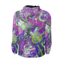Load image into Gallery viewer, Graffiti Abstract Purple All Over Print Quilted Windbreaker for Men (Model H35)