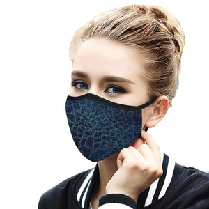 Crackle Teal Mouth Mask in One Piece (2 Filters Included) (Model M02)