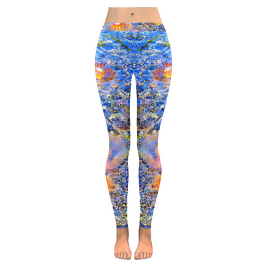 Jellyfish Blooms Orange Low Rise Leggings (Invisible Stitch) (Model L05)