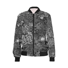 Load image into Gallery viewer, Fun and Fancy Paisley Black and White All Over Print Bomber Jacket for Women (Model H36)