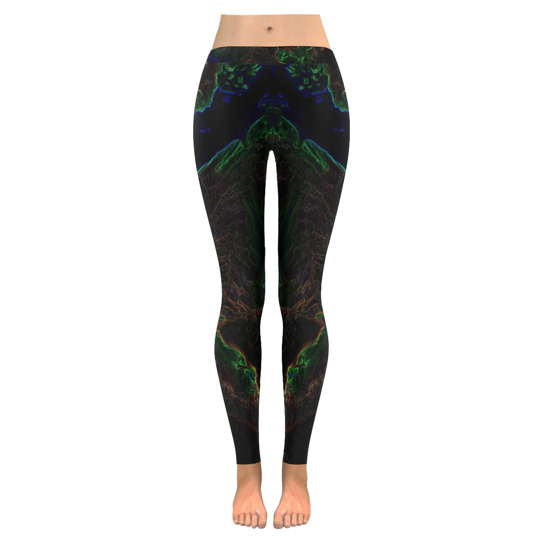 Sea of Flames Glowing Low Rise Leggings (Invisible Stitch) (Model L05)