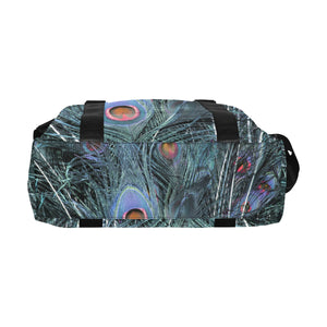 Peacock Feathers Blue Large Capacity Duffle Bag (Model 1715)