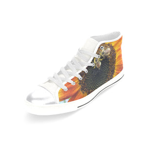 Busy Bee Sunflower Women's Classic High Top Canvas Shoes (Model 017)