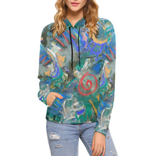 Load image into Gallery viewer, Graffiti Abstract Blue All Over Print Hoodie for Women (USA Size) (Model H13)
