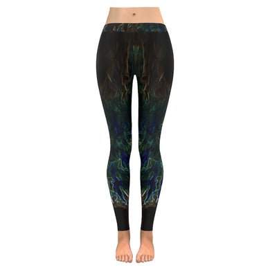 Feathery Flames Glowing Low Rise Leggings (Invisible Stitch) (Model L05)