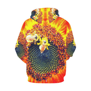 Busy Bee Sunflower Orange All Over Print Hoodie for Women (USA Size) (Model H13)
