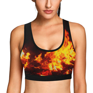 Feathery Flames Red Women's All Over Print Sports Bra (Model T52)