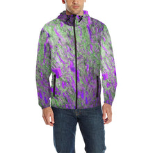 Load image into Gallery viewer, Marbled Abstract Purple All Over Print Quilted Windbreaker for Men (Model H35)