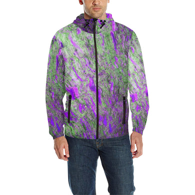 Marbled Abstract Purple All Over Print Quilted Windbreaker for Men (Model H35)