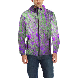 Marbled Abstract Purple All Over Print Quilted Windbreaker for Men (Model H35)
