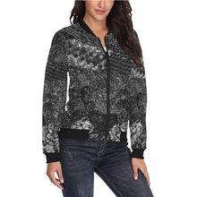 Load image into Gallery viewer, Dark Paisley Black and White All Over Print Bomber Jacket for Women (Model H36)