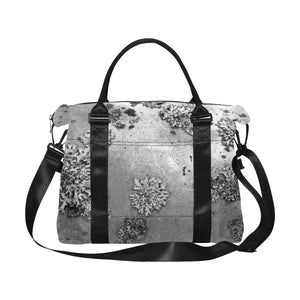 Patches of Moss Black and White Large Capacity Duffle Bag (Model 1715)