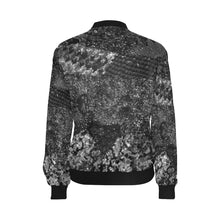 Load image into Gallery viewer, Dark Paisley Black and White All Over Print Bomber Jacket for Women (Model H36)