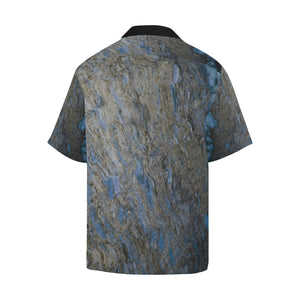 Marbled Abstract Blue Hawaiian Shirt (Model T58)