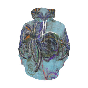 Graffiti Flower Blue All Over Print Hoodie for Women (USA Size) (Model H13)