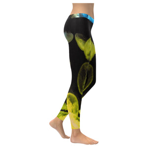 Jellyfish Yellow and Blue Low Rise Leggings (Invisible Stitch) (Model L05)