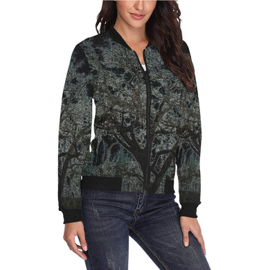 Spooky Tree Glowing All Over Print Bomber Jacket for Women (Model H36)