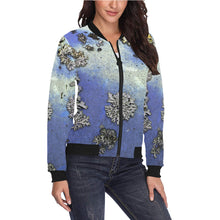 Load image into Gallery viewer, Patches of Moss Blue All Over Print Bomber Jacket for Women (Model H36)