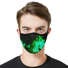 Load image into Gallery viewer, Feathery Flames Green Mouth Mask in One Piece (2 Filters Included) (Model M02)