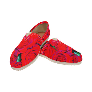 Rose Bouquet Flower Red Unisex Classic Canvas Slip-On (Model 1206)