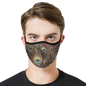 Peacock Feathers Mouth Mask in One Piece (2 Filters Included) (Model M02)