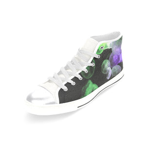 Jellyfish Green and Purple Women's Classic High Top Canvas Shoes (Model 017)
