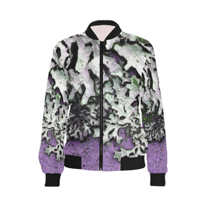 Moss Purple All Over Print Bomber Jacket for Women (Model H36)