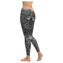Load image into Gallery viewer, Fun and Fancy Paisley Black and White Low Rise Leggings (Invisible Stitch) (Model L05)