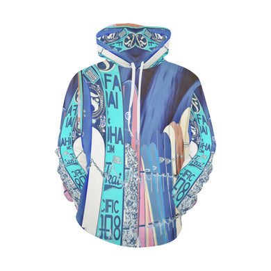 Surfboards Blue All Over Print Hoodie for Men/Large Size (USA Size) (Model H13)