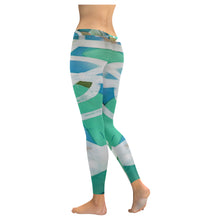 Load image into Gallery viewer, Abstract Circles Aqua Low Rise Leggings (Invisible Stitch) (Model L05)