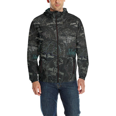 Painted Skulls Glowing All Over Print Quilted Windbreaker for Men (Model H35)