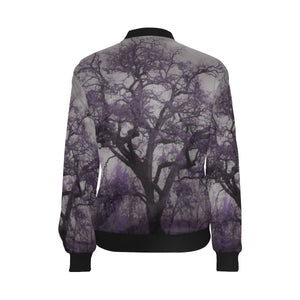 Spooky Tree Purple All Over Print Bomber Jacket for Women (Model H36)