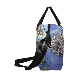 Patches of Moss Blue Large Capacity Duffle Bag (Model 1715)