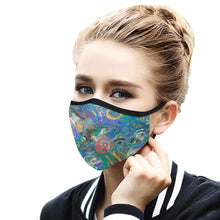 Load image into Gallery viewer, Graffiti Abstract Blue Mouth Mask in One Piece (2 Filters Included) (Model M02)
