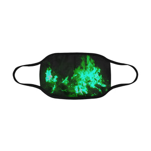 Feathery Flames Green Mouth Mask in One Piece (2 Filters Included) (Model M02)