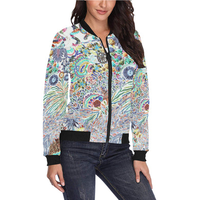 I Spy Paisley Negative All Over Print Bomber Jacket for Women (Model H36)