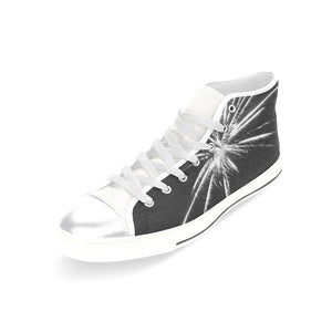 Fireworks Star Black and White Women's Classic High Top Canvas Shoes (Model 017)