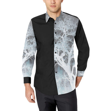 Spooky Tree Negative Men's All Over Print Casual Dress Shirt (Model T61)