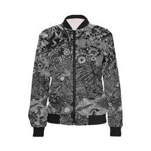 Load image into Gallery viewer, Perfectly Paisley Black and White All Over Print Bomber Jacket for Women (Model H36)