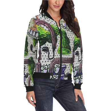 Complex Graffiti All Over Print Bomber Jacket for Women (Model H36)