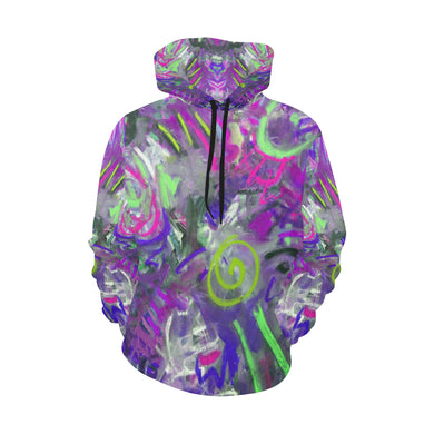 Graffiti Abstract Purple All Over Print Hoodie for Women (USA Size) (Model H13)