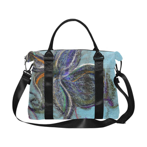 Graffiti Flower Blue Large Capacity Duffle Bag (Model 1715)