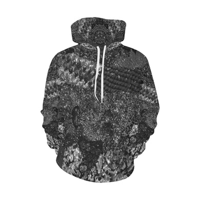 Dark Paisley Black and white All Over Print Hoodie for Men/Large Size (USA Size) (Model H13)