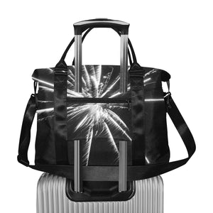 Fireworks Star Black and White Large Capacity Duffle Bag (Model 1715)