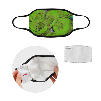 Rose Bouquet Flower Green Mouth Mask in One Piece (2 Filters Included) (Model M02)