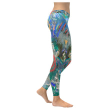 Load image into Gallery viewer, Graffiti Abstract Blue Low Rise Leggings (Invisible Stitch) (Model L05)