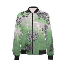 Load image into Gallery viewer, Patches of Moss Green All Over Print Bomber Jacket for Women (Model H36)