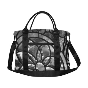 Stained Glass Black and White Large Capacity Duffle Bag (Model 1715)