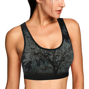 Spooky Tree Glowing Women's All Over Print Sports Bra (Model T52)