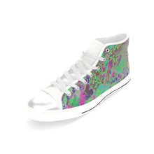 Load image into Gallery viewer, Holiday Paisley Aqua Women&#39;s Classic High Top Canvas Shoes (Model 017)
